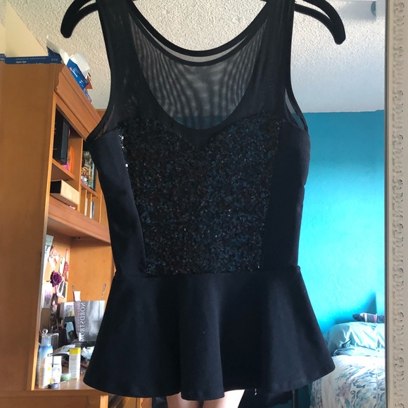 Bebe Sequin Peplum Dressy Top - Picture 2 of 6